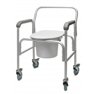 3-in-1 Aluminum Commode - Back Bar and Casters