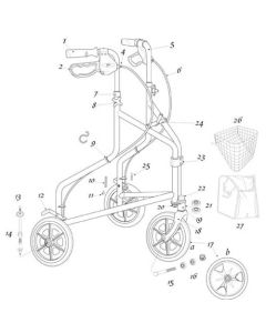 parts for Winnie Lite Supreme Go Lite 3 Wheel Aluminum Rollator