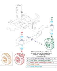 Caster Arm/ Wheels for Go Chair