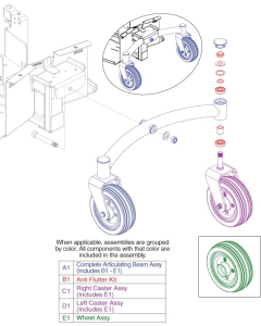 Articulating Beam/Wheels for JAZZY AIR