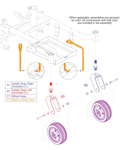 Caster Forks/ Wheels for Jazzy Elite ES-1