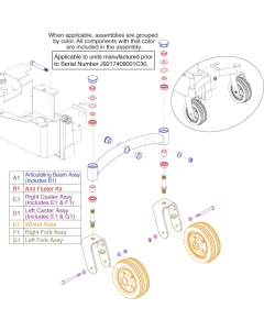 Articulating Beam/ Caster for Jazzy select 6