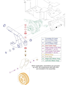 Caster Arms/ Wheels for Jazzy select 6 